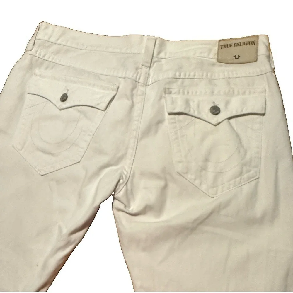 True Religion Ricky White Jeans 40 Relaxed Straight Flap Pocket 32 Inseam USA
